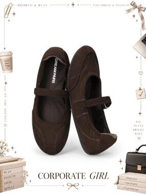 Women's Mary Jane Ballet Flats Faux Suede Memory Foam Comfort Shoes